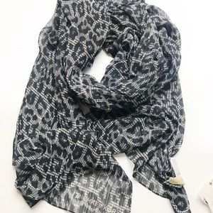Michael Kors leopard print plaid boucle scarf